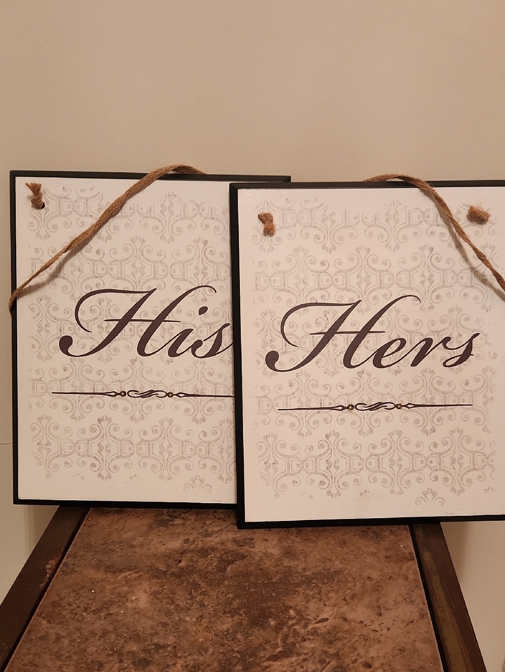 His & Hers Wall Plaques - White and Brown